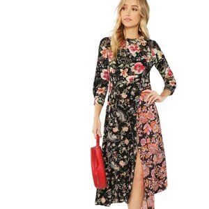 Shein Floral Asymmetric Hem Midi Dress Size XS